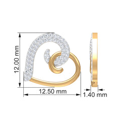 Certified Real Diamond Heart Earrings with Screw Back