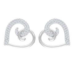 Certified Real Diamond Heart Earrings with Screw Back