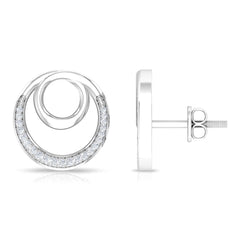 Certified Natural Diamond Circle in Circle Earrings
