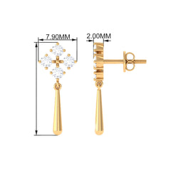 Minimal Diamond Dangle Drop Earrings with Screw Back