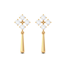 Minimal Diamond Dangle Drop Earrings with Screw Back