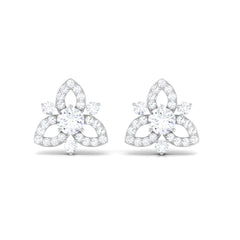 1/2 CT Natural Diamond Flower Stud Earrings in Gold