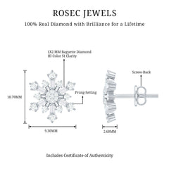 Genuine Diamond Snowflake Earrings for Christmas
