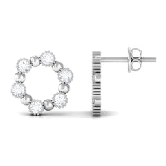 Real Diamond Circle Earrings with Screw Back