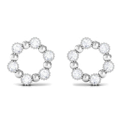 Real Diamond Circle Earrings with Screw Back