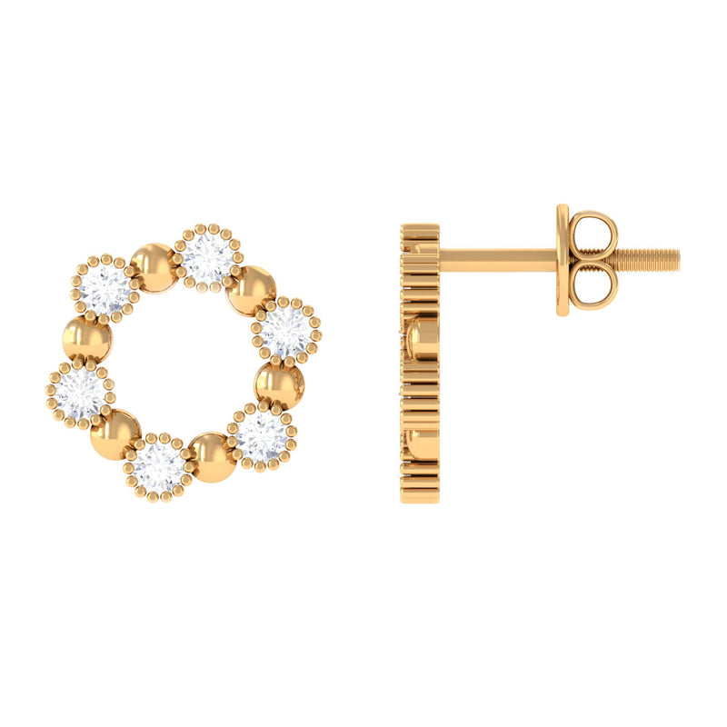 Real Diamond Circle Earrings with Screw Back