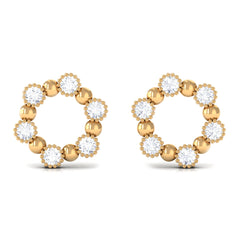 Real Diamond Circle Earrings with Screw Back