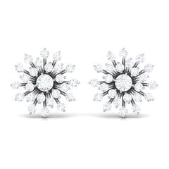 Certified Real Diamond Snowflake Earrings with Screw Back