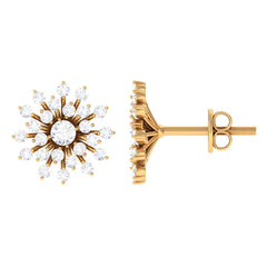Certified Real Diamond Snowflake Earrings with Screw Back