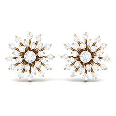 Certified Real Diamond Snowflake Earrings with Screw Back