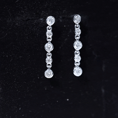 Certified Moissanite Dangle Earrings in Bezel Setting
