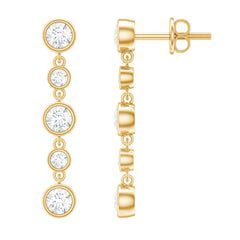 Certified Moissanite Dangle Earrings in Bezel Setting