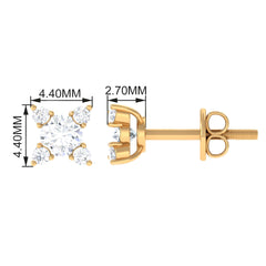 1/2 CT Real Diamond Gold Stud Earrings in Prong Setting