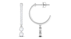 Diamond Hoop Drop Earrings in Bezel Setting