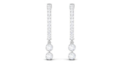 Diamond Hoop Drop Earrings in Bezel Setting
