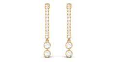 Diamond Hoop Drop Earrings in Bezel Setting