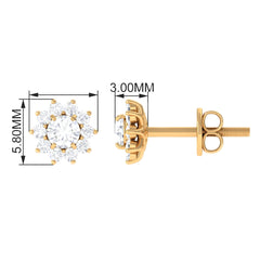 Natural Diamond Stud Earrings with Halo