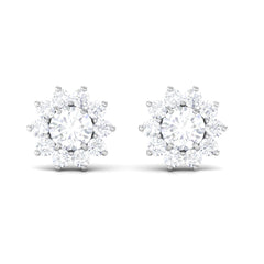 Natural Diamond Stud Earrings with Halo