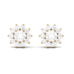 Natural Diamond Stud Earrings with Halo