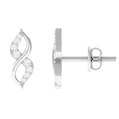 Natural Diamond Infinity Earrings with Screw Back