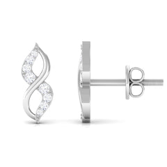 Natural Diamond Infinity Earrings with Screw Back