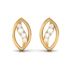 Round Cut Natural Diamond Petal Stud Earrings
