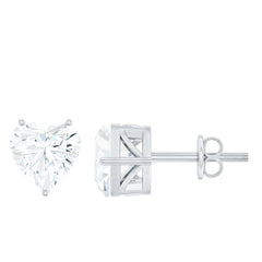 3 CT Heart Shape Cubic Zirconia Solitaire Stud Earrings in Gold