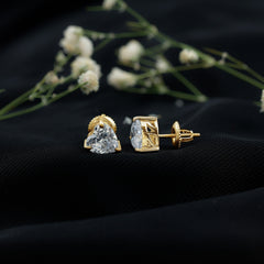 3 CT Heart Shape Cubic Zirconia Solitaire Stud Earrings in Gold