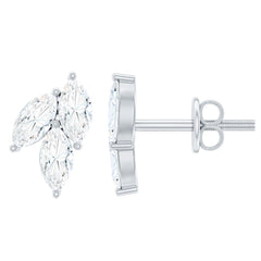 1.50 CT Marquise Cut Zircon Leaf Cluster Gold Stud Earrings