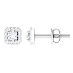 Cubic Zirconia Halo Stud Earrings