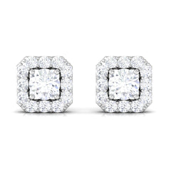 Cubic Zirconia Halo Stud Earrings