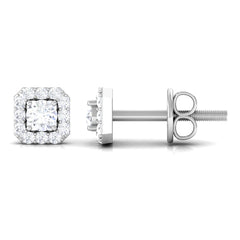 Cubic Zirconia Halo Stud Earrings