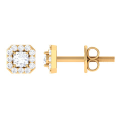 Cubic Zirconia Halo Stud Earrings