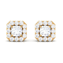 Cubic Zirconia Halo Stud Earrings