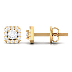 Cubic Zirconia Halo Stud Earrings