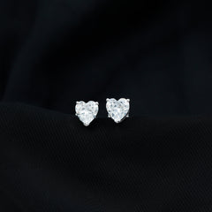 Heart Shape Cubic Zirconia Solitaire Stud Earrings