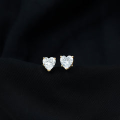 Heart Shape Cubic Zirconia Solitaire Stud Earrings