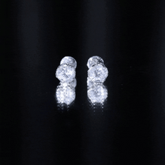 1 Carat Round Cubic Zirconia Crown Stud Earrings in Silver