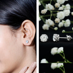 2 CT Round Cut Zircon Solitaire Stud Earrings in Crown Setting