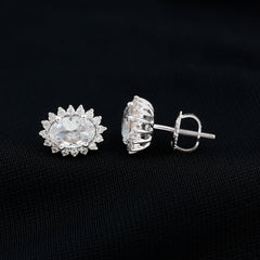 Certified 1.9 Carat Oval Cut Cubic Zirconia Studs