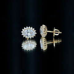 Certified 1.9 Carat Oval Cut Cubic Zirconia Studs