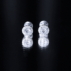Certified 1 Carat Round Cut CZ Diamond Stud Earrings in Silver