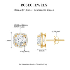 2.25 CT Round Cut Zircon Cocktail Halo Stud Earrings