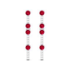 Created Ruby and Diamond Dangle Earrings