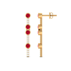 Created Ruby and Diamond Dangle Earrings