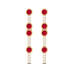 Created Ruby and Diamond Dangle Earrings