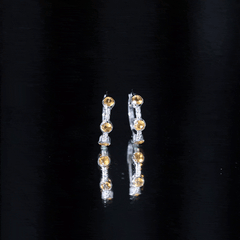 Bezel Set Citrine Hinged Hoop Earrings with Diamond