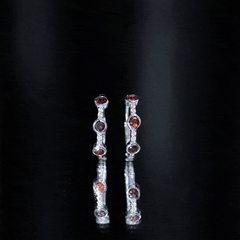 Bezel Set Garnet and Diamond Hinged Hoop Earrings