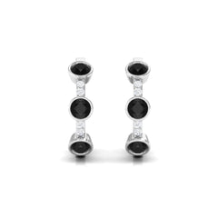 Lab Created Black and White Diamond Hinged Hoop Earrings
