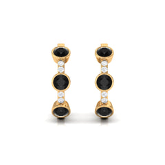 Lab Created Black and White Diamond Hinged Hoop Earrings